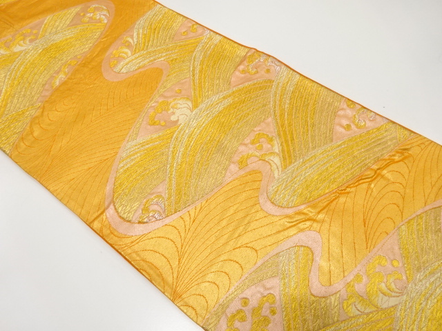 JAPANESE KIMONO / ANTIQUE FUKURO OBI / SILK / WOVEN ROUGH WAVE